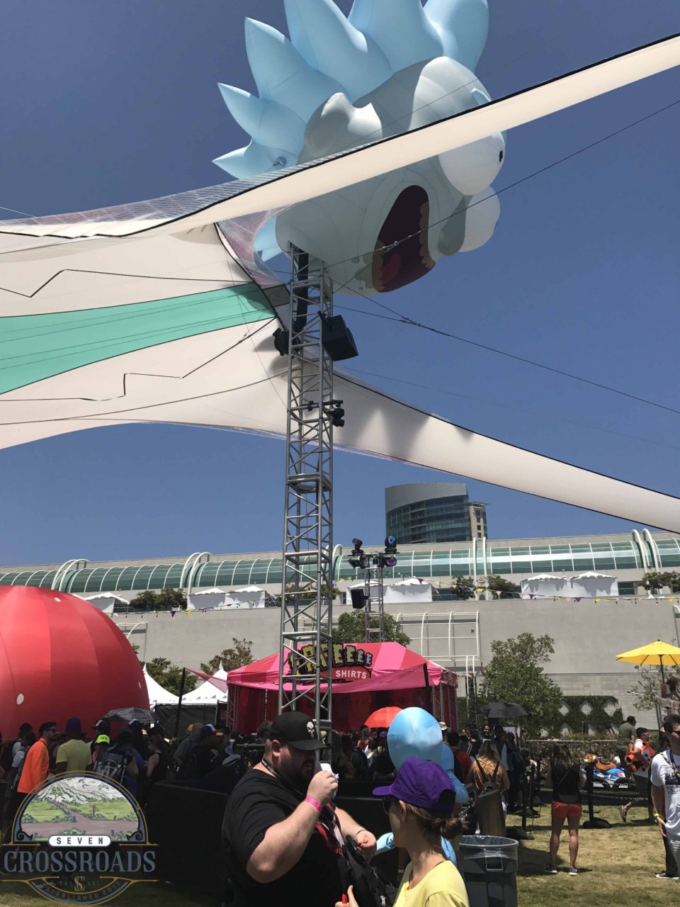 Rick Sanchez awning of the Adult Swim Carnival at San Diego COmic COn