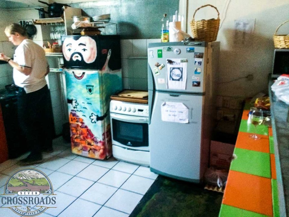 The kitchen of my hostel in Valparaiso, Chile. (awesome fridge)